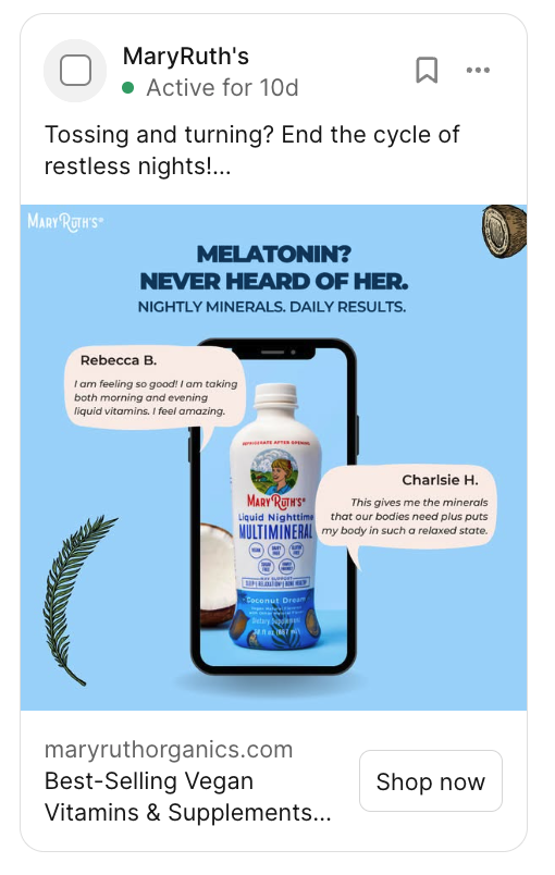 Example of an easy Facebook ad in the Testimonial/Quote/Review style.